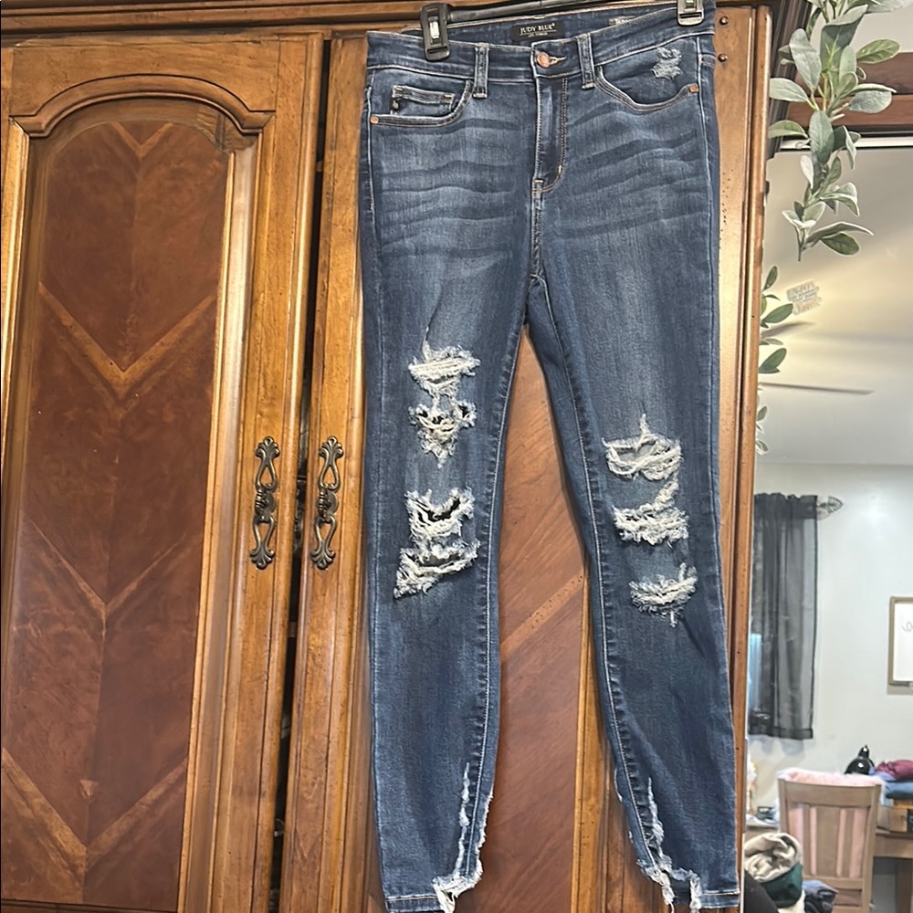 Distressed Blue Jeans